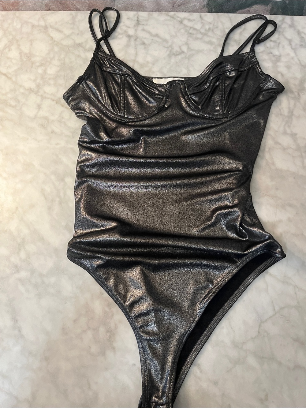 by the way. Metallic Black Shimmer Bodysuit